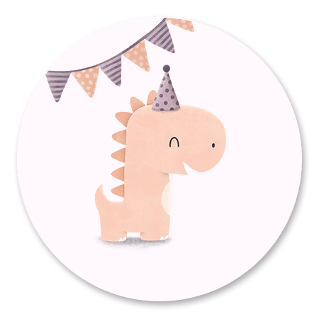 Dinosaurus met hoedje meisje
